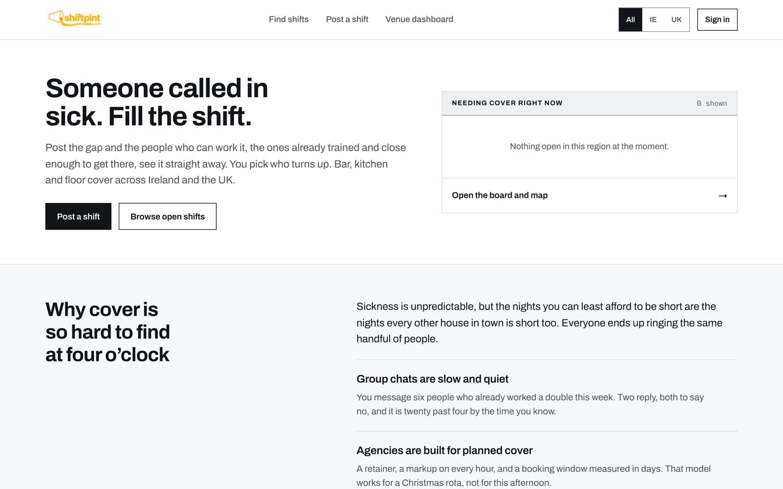 The Shiftpint website